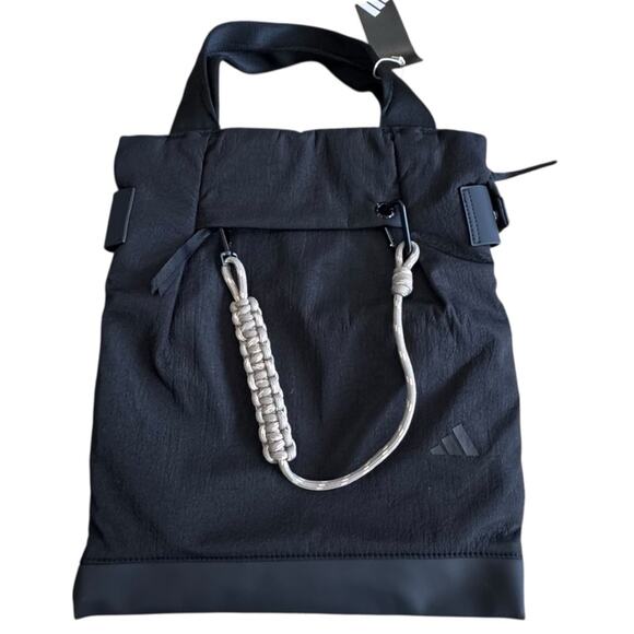 Adidas Black Favorite Tote Bag KUL08 Backpack with Rope Detail NEW - Picture 2 of 12